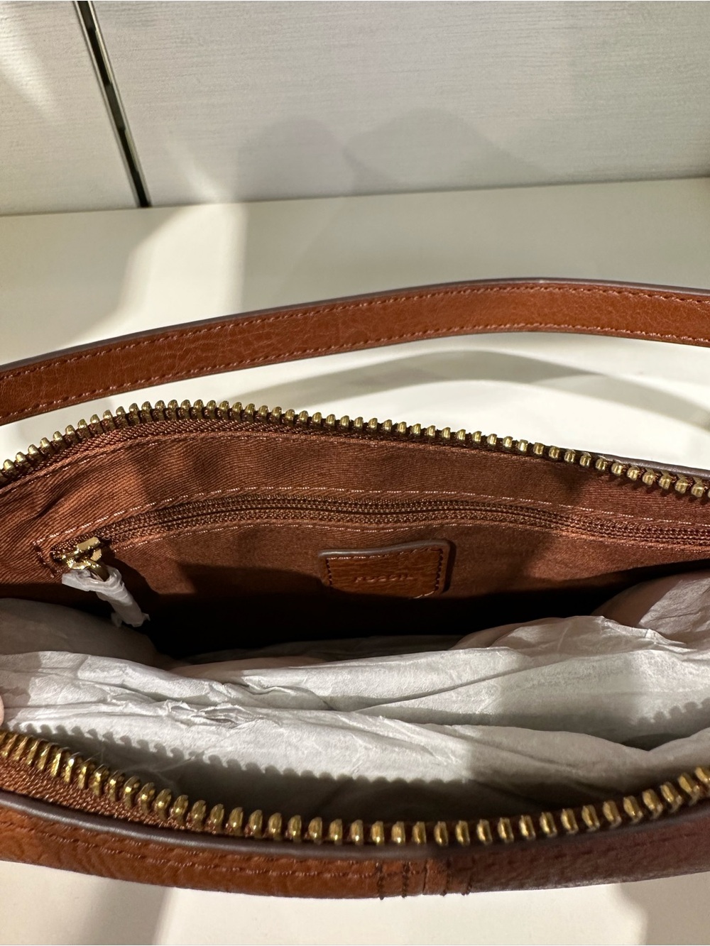 Fossil Small Brown Pebble Leather Crossbody Bag - Picture 5 of 7